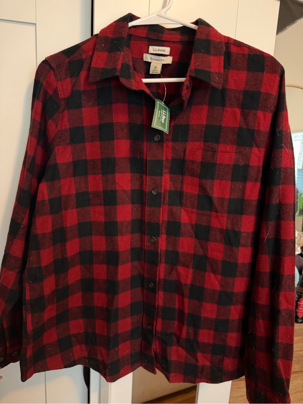 L.L. Bean Women’s Red and Black Buffalo Plaid Button-Down Shirt